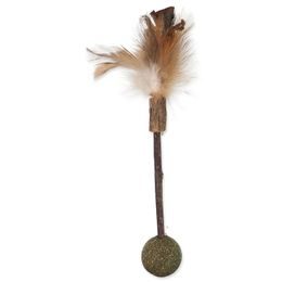 Magic Cat Hračka Natural Fun dřívko s přírodními pírky a koulemi 18cm