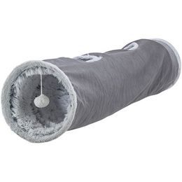 Trixie Plyšový tunel pro kočky HARVEY s hračkami 4 vstupy 27x116cm šedá