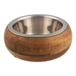 Dog fantasy Miska nerez v dřevě, zaoblená 1730ml