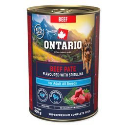 Ontario Konzerva Adult hovězí pate s příchutí spiruliny 400g