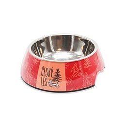 Akinu ČESKÝ LES Melaminová miska s nerez vložkou šípková červená M 800 ml