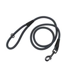 Aminela Vodítko lano s kůží černé kování šedá