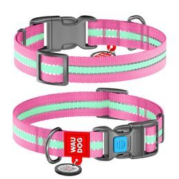 WAUDOG Obojek nylonový Glow růžový QR