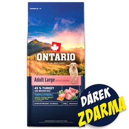 Ontario Krmivo Large Weight Control Turkey & Brown Rice 2x12kg+Barel ZDARMA