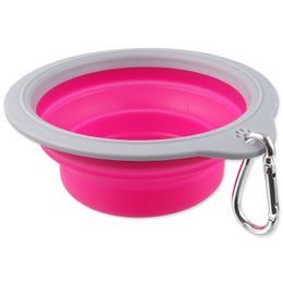 Dog fantasy Miska cestovní skládací růžová 18x6,5cm