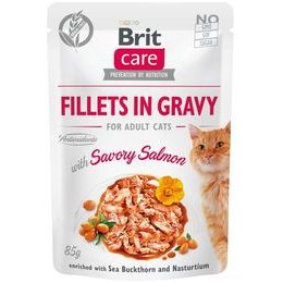 Brit Care Cat kapsička Fillets in Gravy with Savory Salmon 85 g