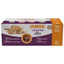 IAMS Kapsička Delights Adult mořské a suchozemské maso v želé multipack 4080g (48x85g)