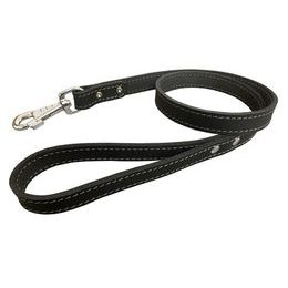 BAFPET Kožené vodítko z mastné kůže obšité černá