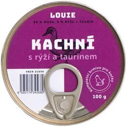 Louie konzerva pro kočky kachní s rýží a taurin 100g