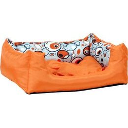 Argi Pelech pro psa obdélníkový s polštářem oranžový se vzorem 76 x 60 x 20 cm