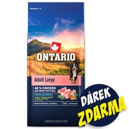 Ontario Krmivo Adult Large Chicken & Sweet Potatoes 2x12kg+Barel ZDARMA