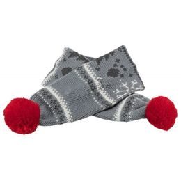 Trixie Vánoční šál s bambulkou M: 70 cm šedobílá/červená