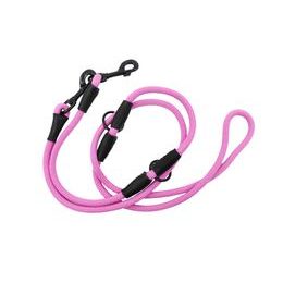 Aminela Vodítko lano s kůží přepínací černé kování růžová