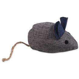 Magic Cat Hračka Natural Fun myš s šantou kočičí šedá 8cm