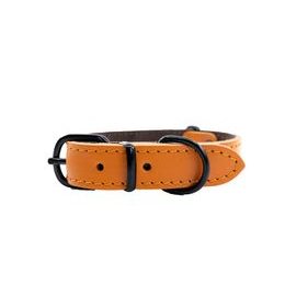 BafPet Kožený obojek ARGUS černé kování oranžová