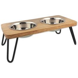 Dog fantasy Misky nerez s dřevěným stojánkem, železné nohy 2x450ml