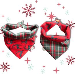 FUNKY DOG Oboustranný vánoční šátek pro psa sobíci & červeno-zelené káro