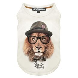 Milk&Pepper Tričko pro psa vzor lev bílé 15 cm