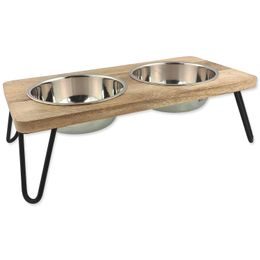 Dog fantasy Misky nerez s dřevěným stojánkem, železné nohy 2x850ml