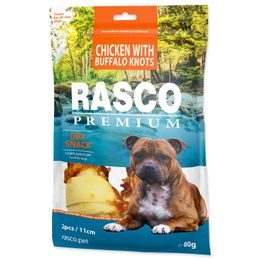 Rasco Premium Pochoutka buvolí kůže obalená kuřecím, uzly 11cm 80g