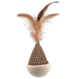 Magic Cat Hračka Natural Fun kužel s pírky karton/plyš bílá 6cm