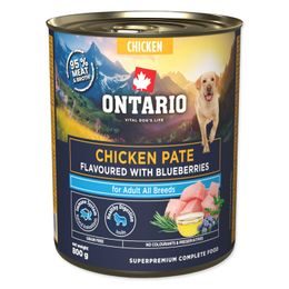 Ontario Konzerva Adult kuřecí pate s příchutí borůvek 800g