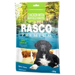 Rasco Premium Pochoutka buvolí kůže obalená kuřecím, uzly 6cm 80g