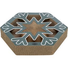 TRIXIE Xmas Snowflake vánoční kartonové škrabadlo s míčky 33 × 6 × 28 cm petrolejová