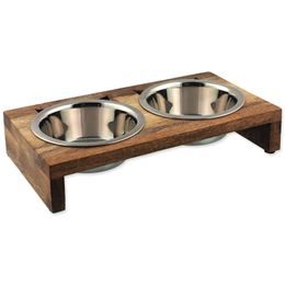 Magic Cat Misky nerez s dřevěným stojánkem 2x400ml