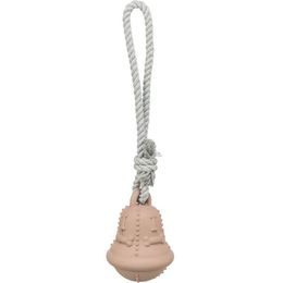 Trixie Vánoční zvonek na pamlsky na laně ø 12/36 cm tvrdá guma/bavlna starorůžová