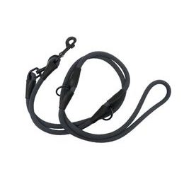 Aminela Vodítko lano s kůží přepínací černé kování šedá