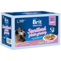 Brit Premium Cat Delicate Fillets in Gravy Family Plate Sterilised 1020g(12x85g) NEW