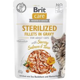 Brit Care Cat kapsička Fillets Gravy Sterilised with Savory Salmon&Tuna 85 g