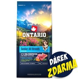 Ontario Krmivo Senior All Breeds Monoprotein Tuna & Sweet Potatoes 2x12kg+Barel ZDARMA