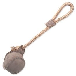 Dog fantasy Hračka Dura-fused míček pískací s lanem, kůže a juta 32cm