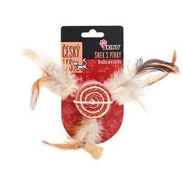 Akinu ČESKÝ LES Šnek sisal s pírky hračka pro kočky červená