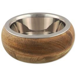 Dog fantasy Miska nerez v dřevě, zaoblená 840ml