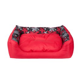 Argi Pelech pro psa obdélníkový s polštářem červený se vzorem 78 x 64 x 19 cm