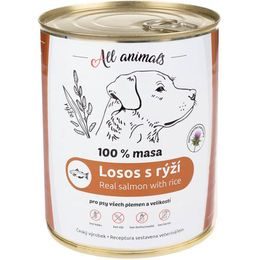 All Animals konzerva pro psy losos mletý s rýží 800g