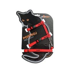 Bafpet Set postroj + vodítko pro kočky Červená