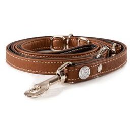 Maelson Ručně šité vodítko z pravé kůže hnědé délka 210 cm, tloušťka 1,8 cm, šířka 18 mm