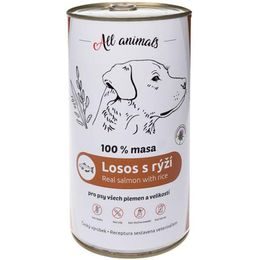 All Animals konzerva pro psy losos mletý s rýží 1200g