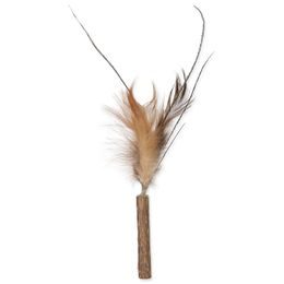 Magic Cat Hračka Natural Fun dřívko s přírodními pírky 6cm