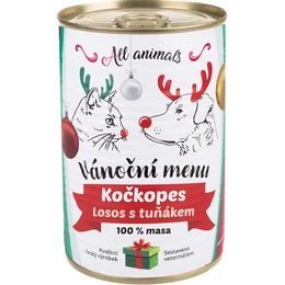 All Animals Kočkopes konzerva vánoční edice losos s tuňákem 400g