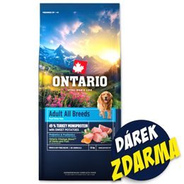 Ontario Krmivo Adult All Breeds Monoprotein Turkey & Sweet Potatoes 2x12kg+Barel ZDARMA