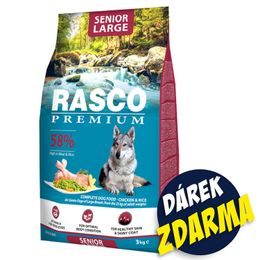 Rasco Premium Krmivo Senior Large kuře s rýží 3kg+Pochoutka 80g