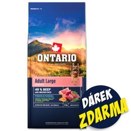 Ontario Krmivo Adult Large Beef & Brown Rice 2x12kg+Barel ZDARMA