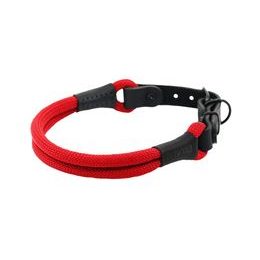 Aminela Obojek lano s kůží černé kování červená