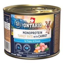 Ontario Konzerva Puppy monoprotein krůtí pate s mrkví 200g