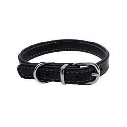 BafPet Kožený obojek DENY hladký Černá